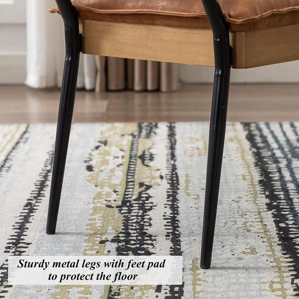 Thumbnail: Modern Rectangle Ottoman Bench with Arms and Metal Legs, Mid Century PU Dining 