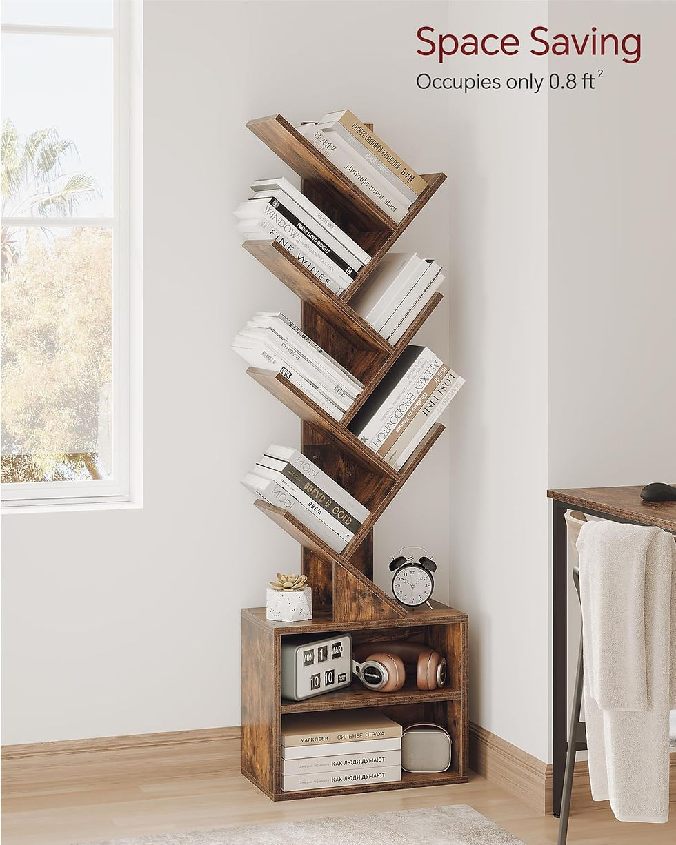Thumbnail: 6 Tier Tree Bookshelf, Small Bookcase with Storage Cabinet, Modern Tall Narrow 