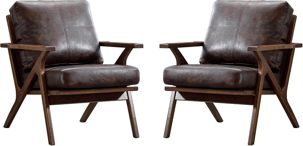 Thumbnail: Bonzy Home Accent Chair, Faux Leather Mid Century Modern Accent Chairs Armchair
