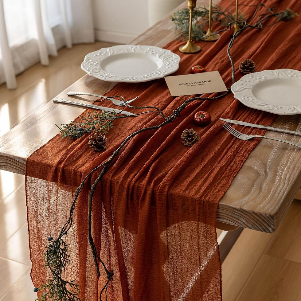 Thumbnail: Keketo Beige Cheesecloth Table Runner Rustic Boho Gauze 120 Inch 10 FT Cheese C
