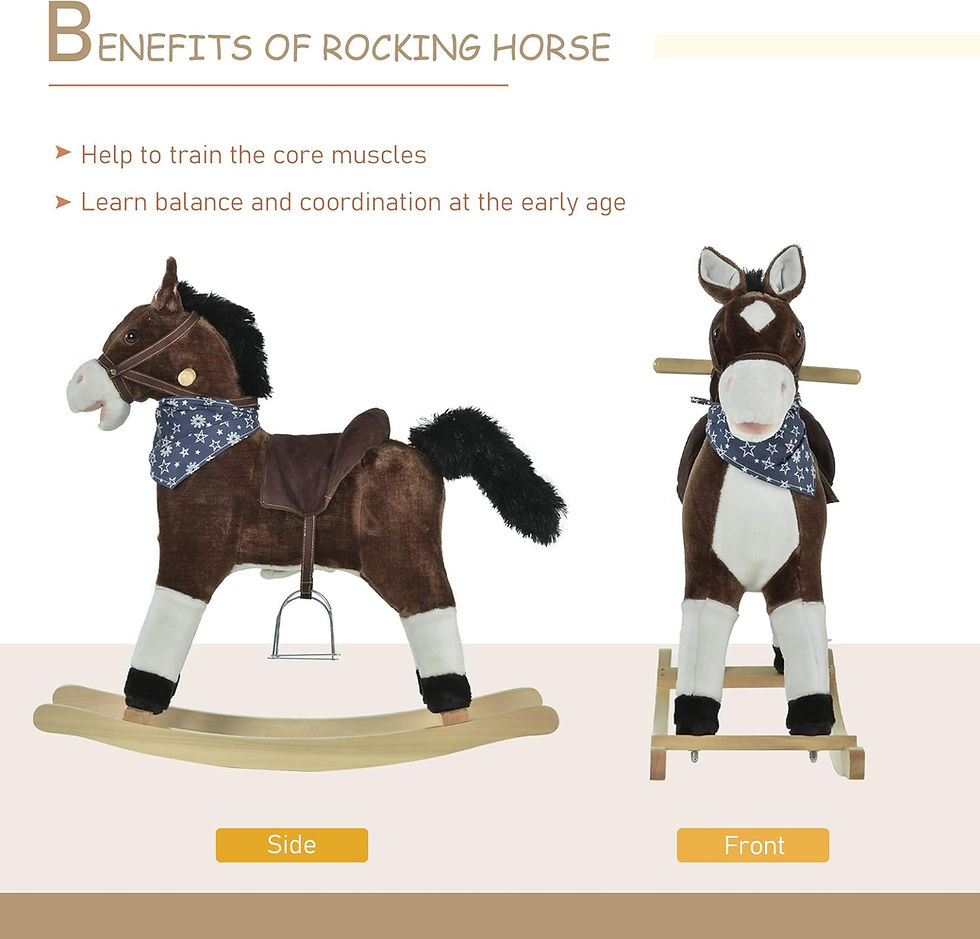 Thumbnail: Qaba Kids Plush Ride-On Rocking Horse Toy Cowboy Rocker with Fun Realistic Soun