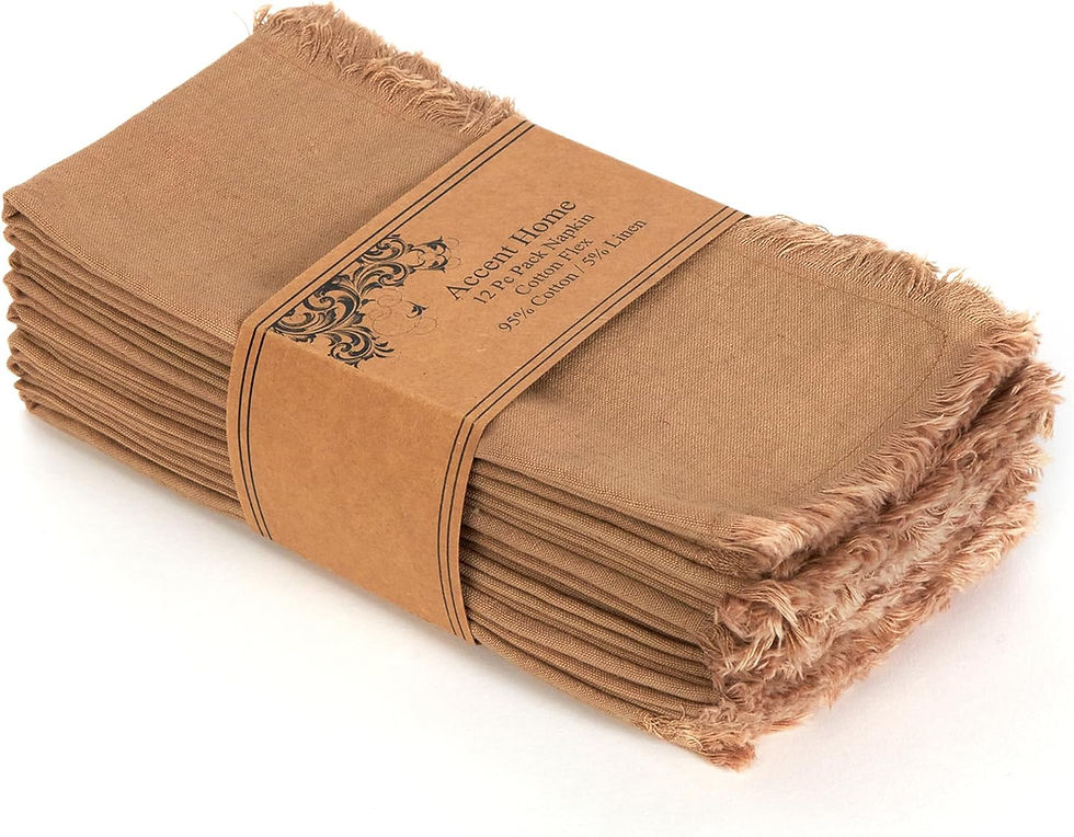 Thumbnail: ACCENTHOME Natural Cotton Linen Napkin Set of 12 18x18 inch Dinner Napkins - Wa