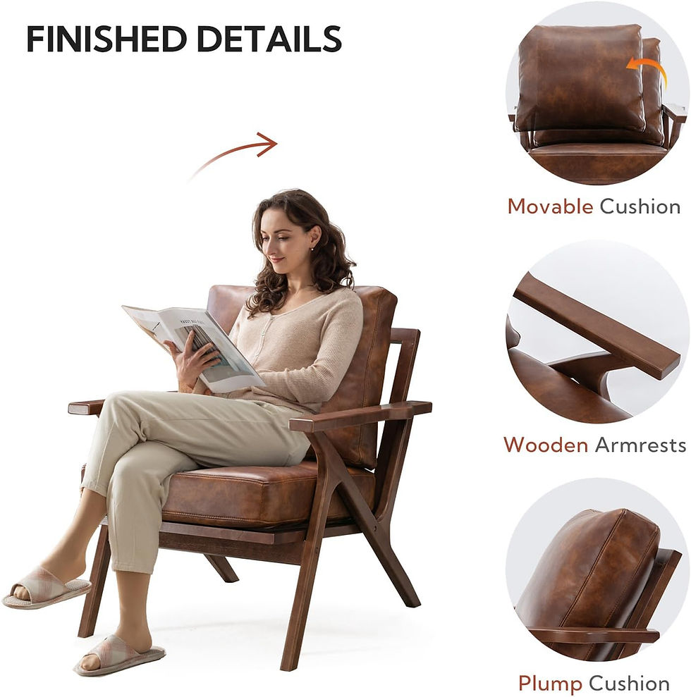 Thumbnail: Bonzy Home Accent Chair, Faux Leather Mid Century Modern Accent Chairs Armchair
