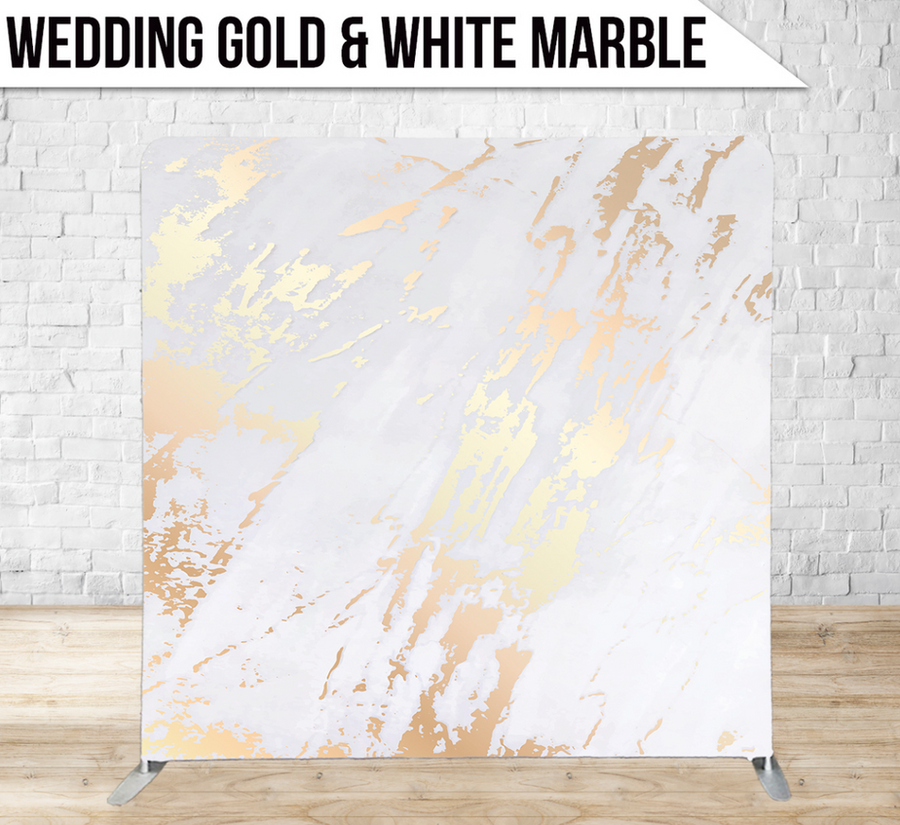 Wedding Gold & White Marble photo booth backdrop