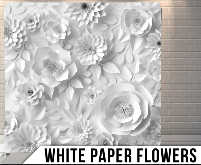 White Paper Flowers photo booth backdrop