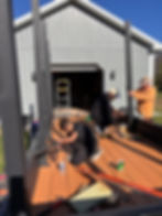 Family building the trailer.