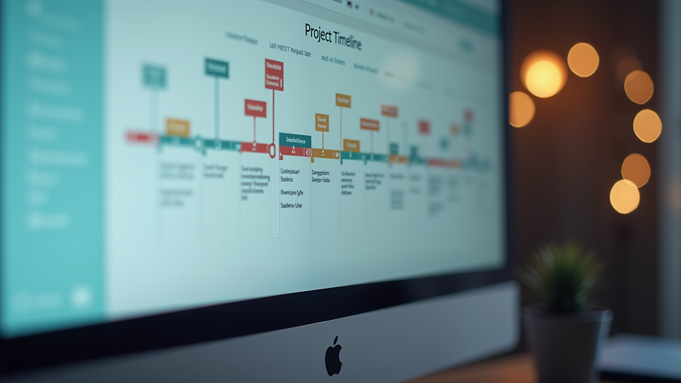 Close-up view of a project timeline on a computer screen