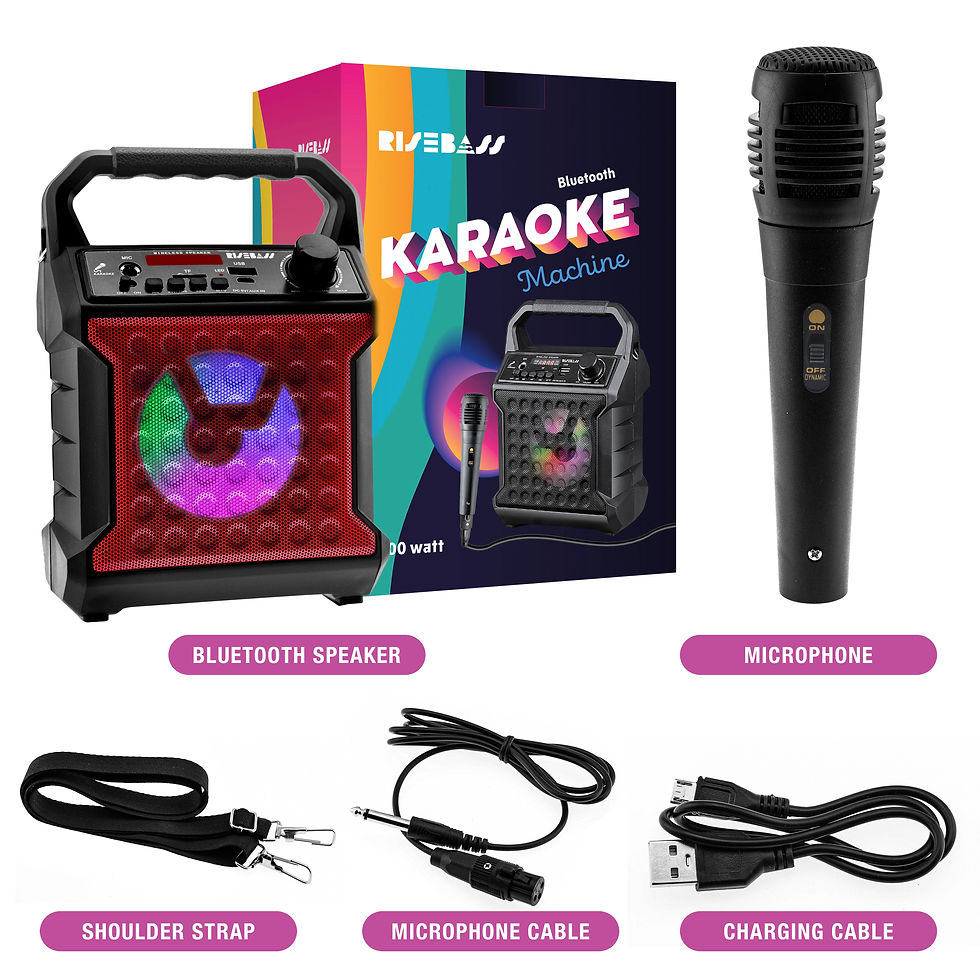 Thumbnail: Risebass Portable Karaoke Machine with Microphone - Home Karaoke System with Par