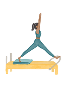 Pilates reformer standing split exercise