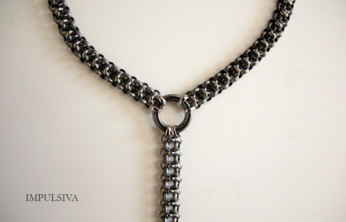 Choker Necklace With O Ring And Drop Silver Spike Impulsiva Jewelry