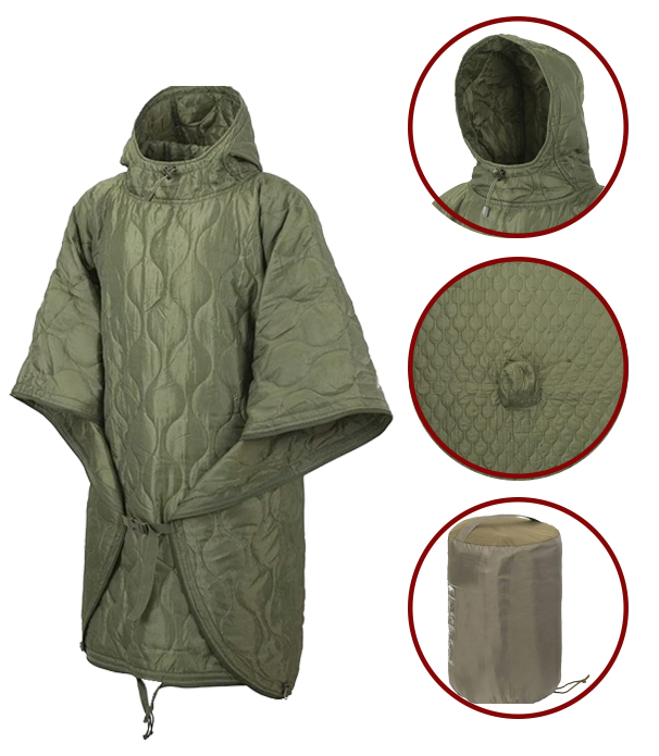 Thumbnail: 2.4.9.Outdoor Camping Multi-functional Poncho Liner Hoodie Woobie Coat