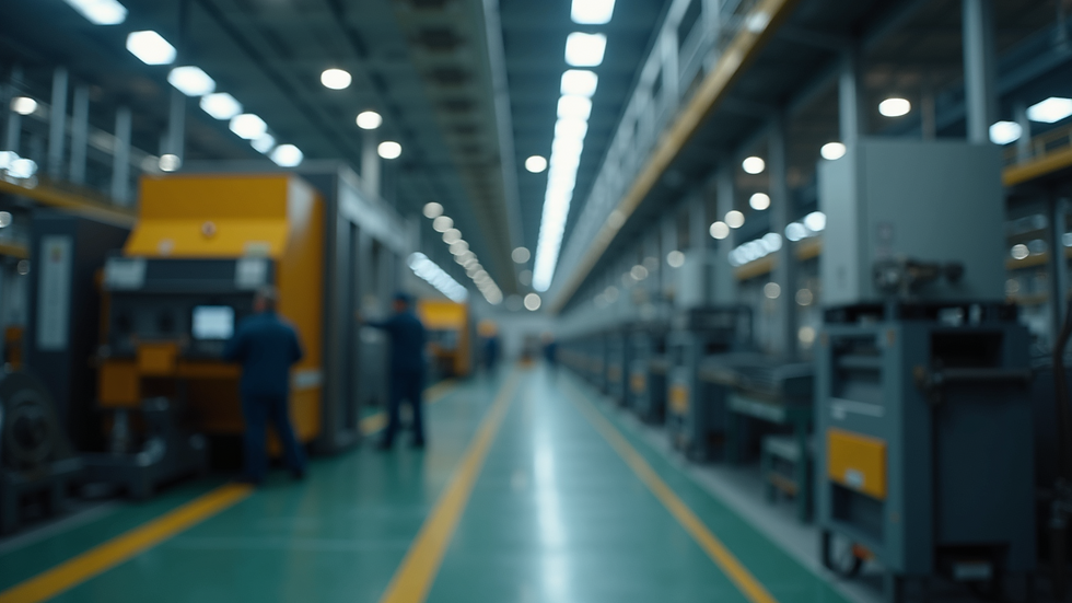 Eye-level view of industrial machinery in a factory setting