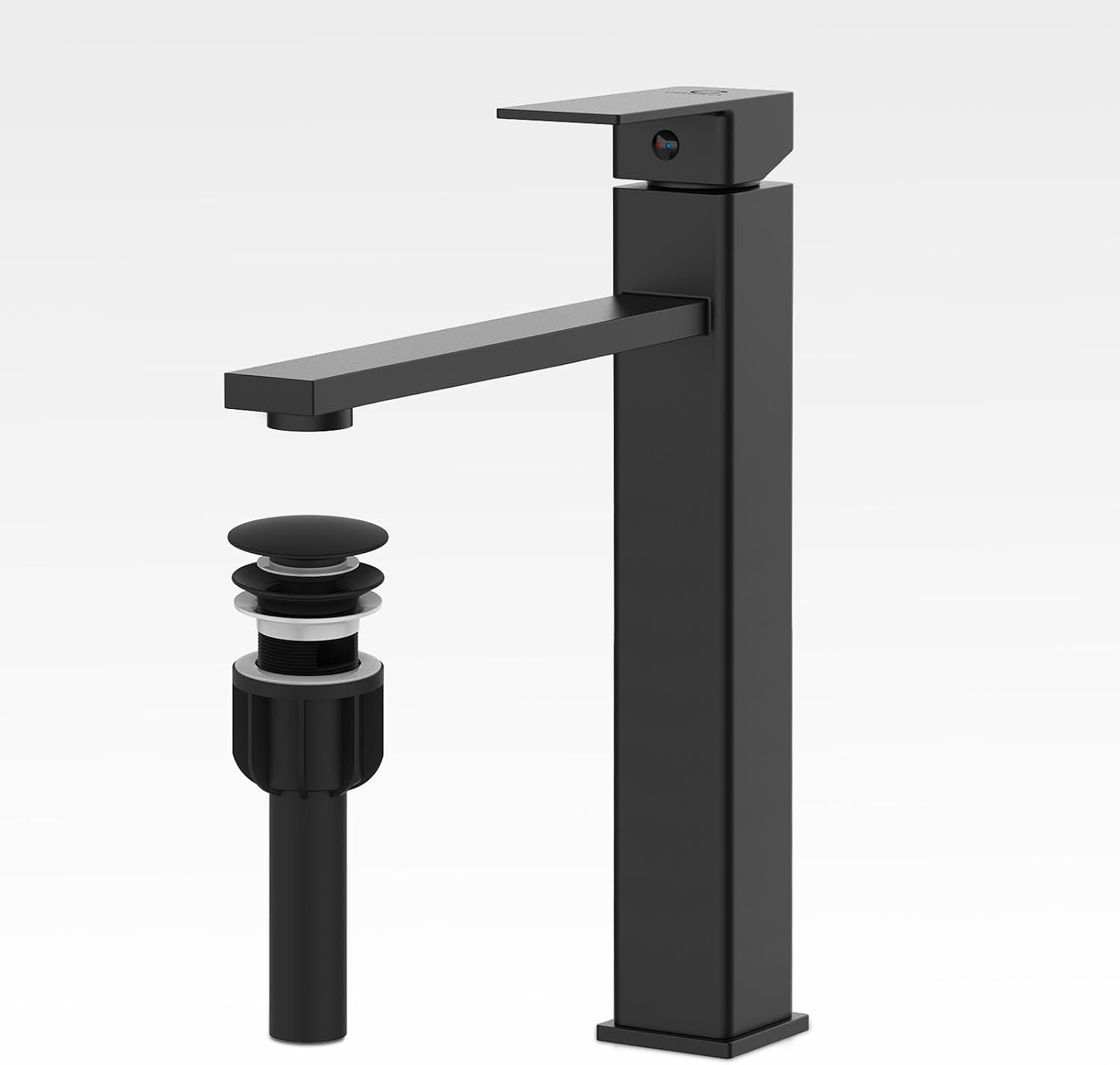 Grifo de Baño 11.2" Negro Mate con Drenaje Emergente