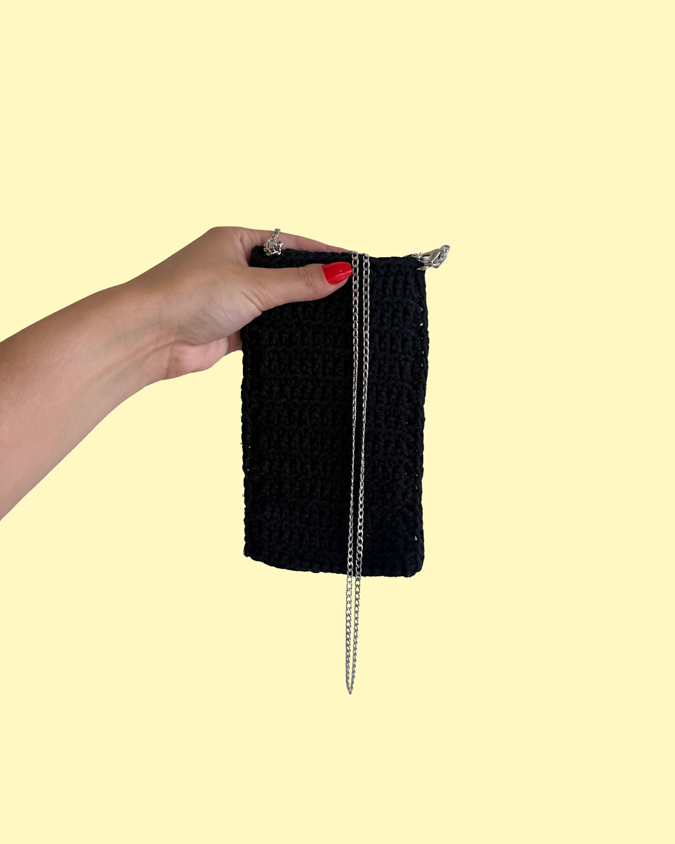 Miniatura: mini bag crochê preta
