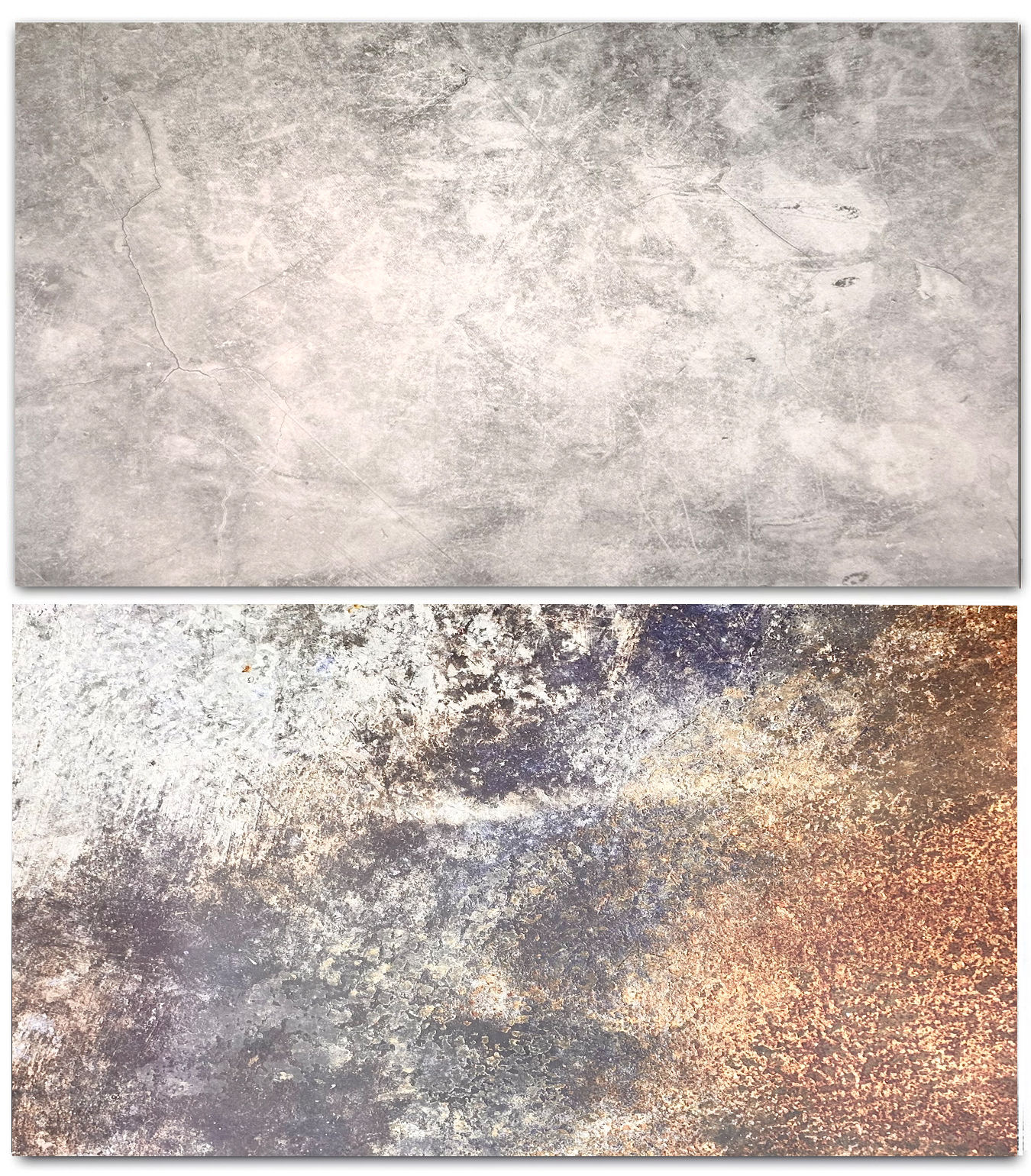3D Double sided Grunge concrete and Metal rusty texture Backdrop #8840