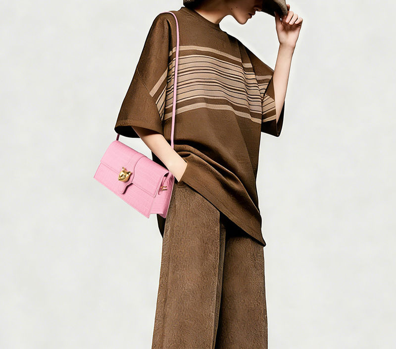 Women's Luxury Pink Leather Clutch Bag