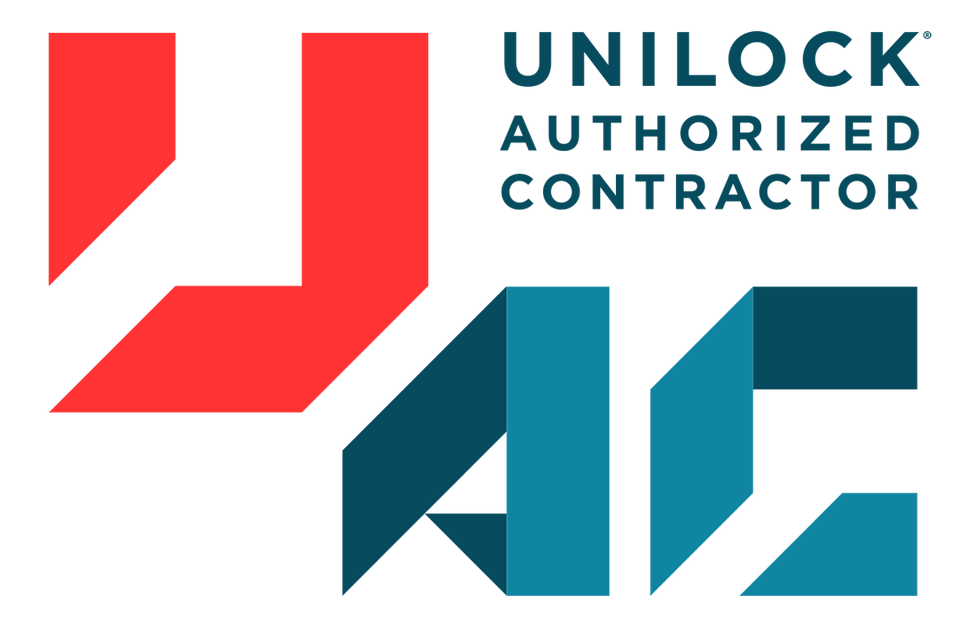 Unilock Authorized Contractor logo — Certified experts in luxury stone pavers, retaining walls, and high-end hardscape construction.