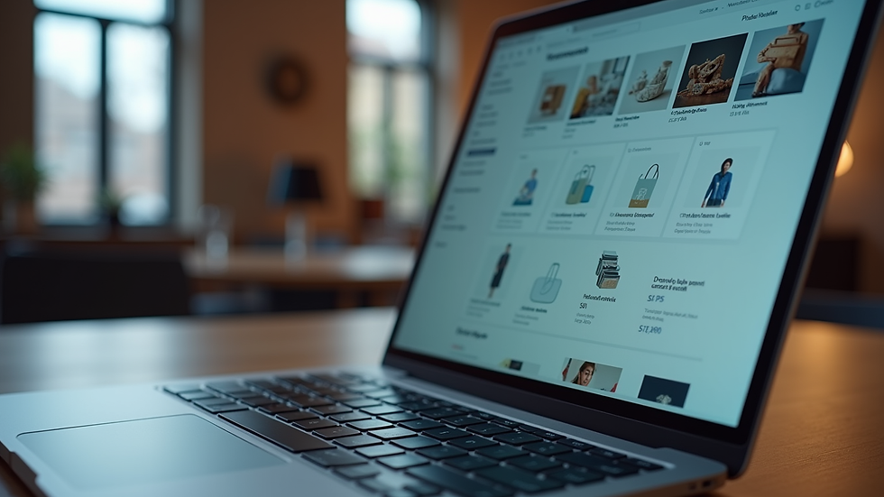 Close-up view of a laptop screen showing an online supplier platform