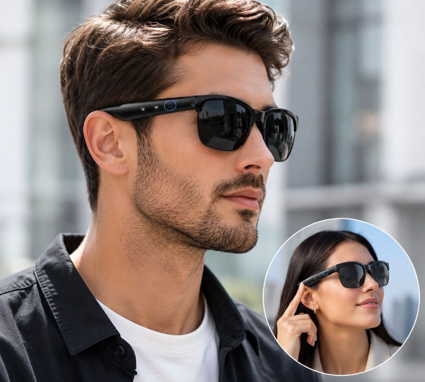 Thumbnail: Bluetooth Smart Audio Glasses with Clear Lenses, Wireless Open-Ear Headphones, B