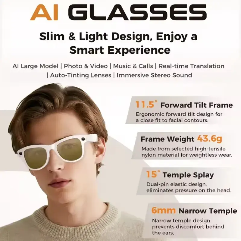 Thumbnail: 2026 New 3600mAh Large Battery Smart Glasses 8MP HD  Camera
