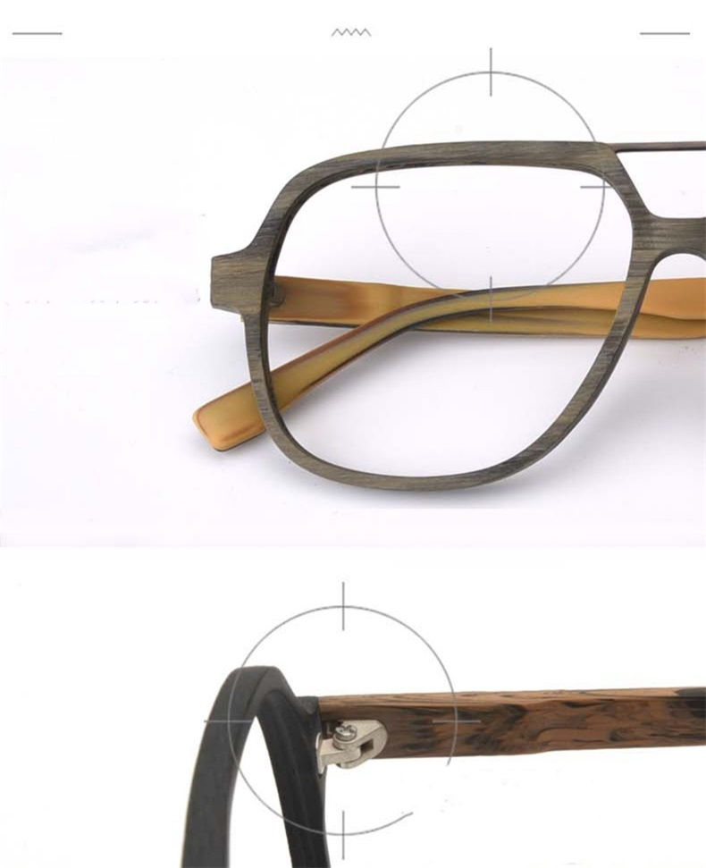 Thumbnail: CHFEKUMEET Eyeglasses Frames Men Wood Oversized Prescription Glasses Frame Spect