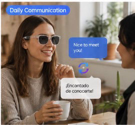 Thumbnail: AI Translation Smart Glasses, 144-Language Real-Time Translator, Bluetooth 5.4 O