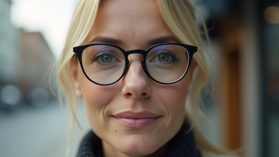 Eye-level view of a person wearing smart glasses outdoors in natural light