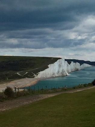 Cuckmere Haven with the Seven Sisters Cliffs behind on a wintry day