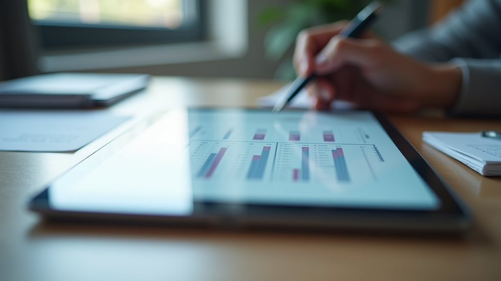 Close-up view of a digital tablet showing tax advisory documents