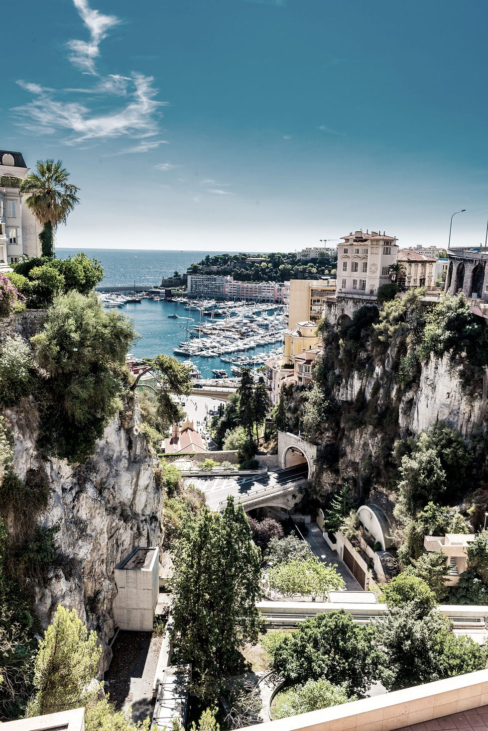 Panoramic view of Monaco and Port Hercules from the Rock.