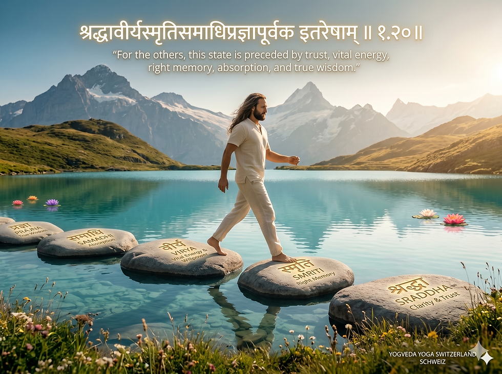 A steady pathway across the five core qualities—from initial trust to true wisdom—guiding the practitioner past spiritual plateaus to systematically dissolve deep karmic roots."