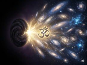 Yogveda Yoga Bern: Darstellung des Brahmanda (Kosmisches Ei) und die Entstehung des Universums durch Om.