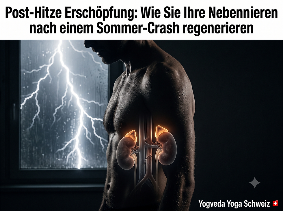 Ein völlig erschöpfter Körper ruht an einem regnerischen Sommermorgen auf einer Liege.
