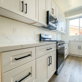 Same luxe level as the main house kitchen. High end appliances, solar power, shaker style cabinets.