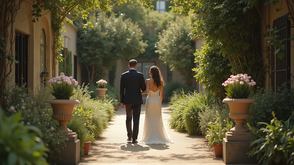 Plan rapproché d’un vidéaste capturant un mariage dans un jardin nantais
