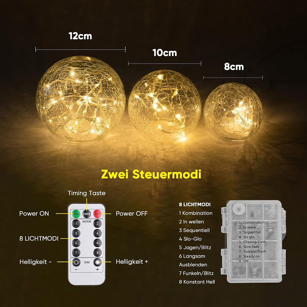 Miniature : Location 24/48 heures Zodight Lot de 3 Décorations Boules Lumineuses LED Verre
