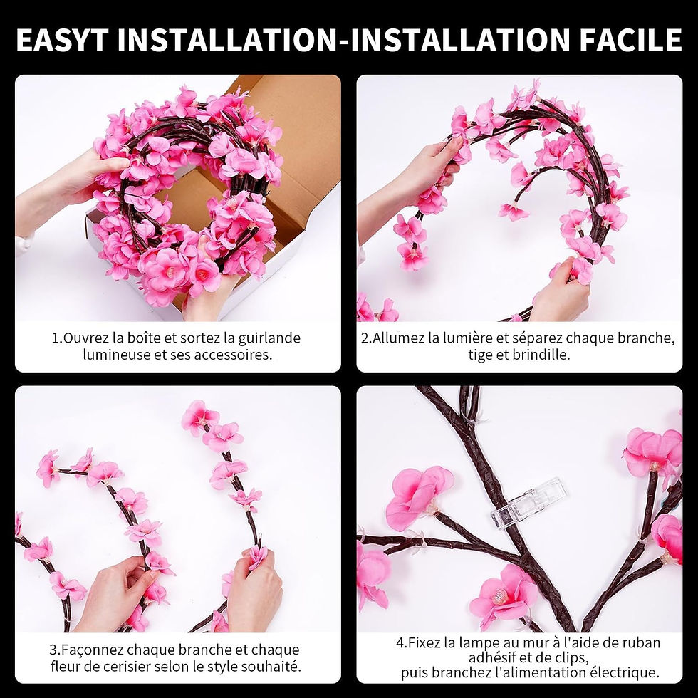 Miniature : Location 24/48 heures Gresonic 1,2m Lumières de branche de fleur de cerise, 48L