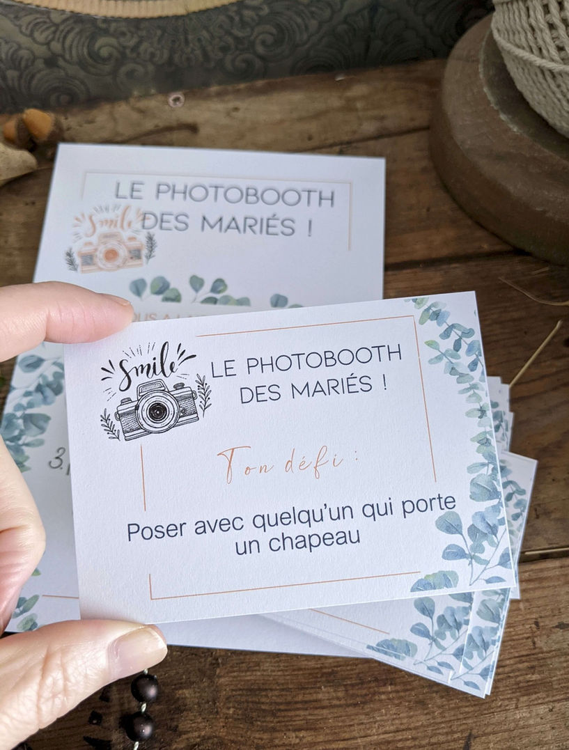 Carte Idée pour Photobooth Citron - Jeu Photo Mariage