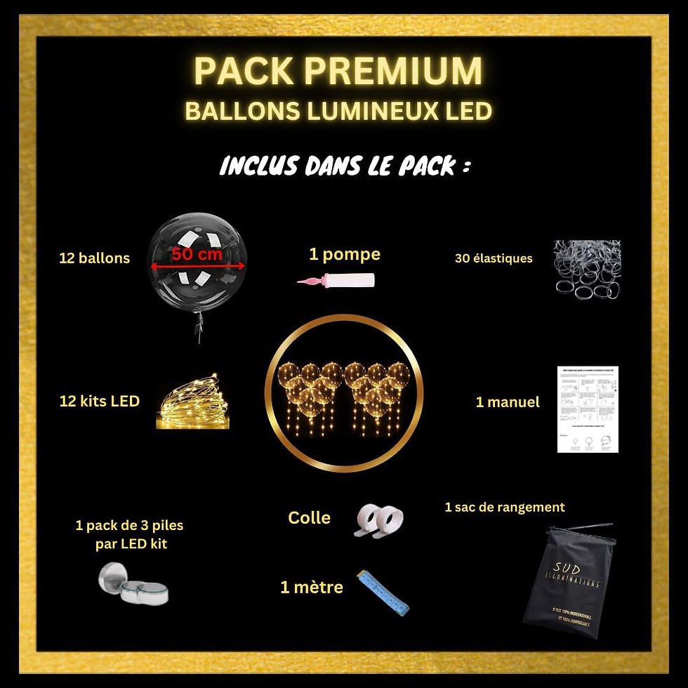 Miniature : Location 24/48 heures PACK TOUT INCLUS PREMIUM À ASSEMBLER - 12 Ballons lumineux