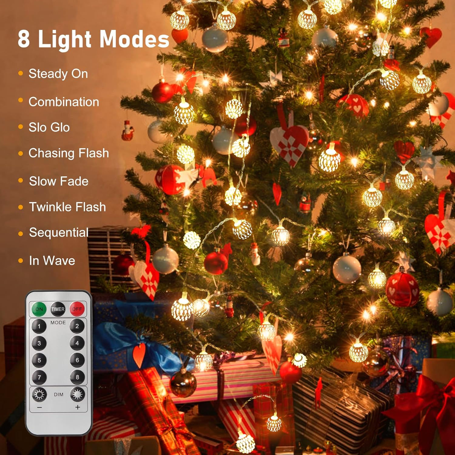 Location 24/48 heures Guirlande lumineuse USB d'extérieur – 40 boules marocaines