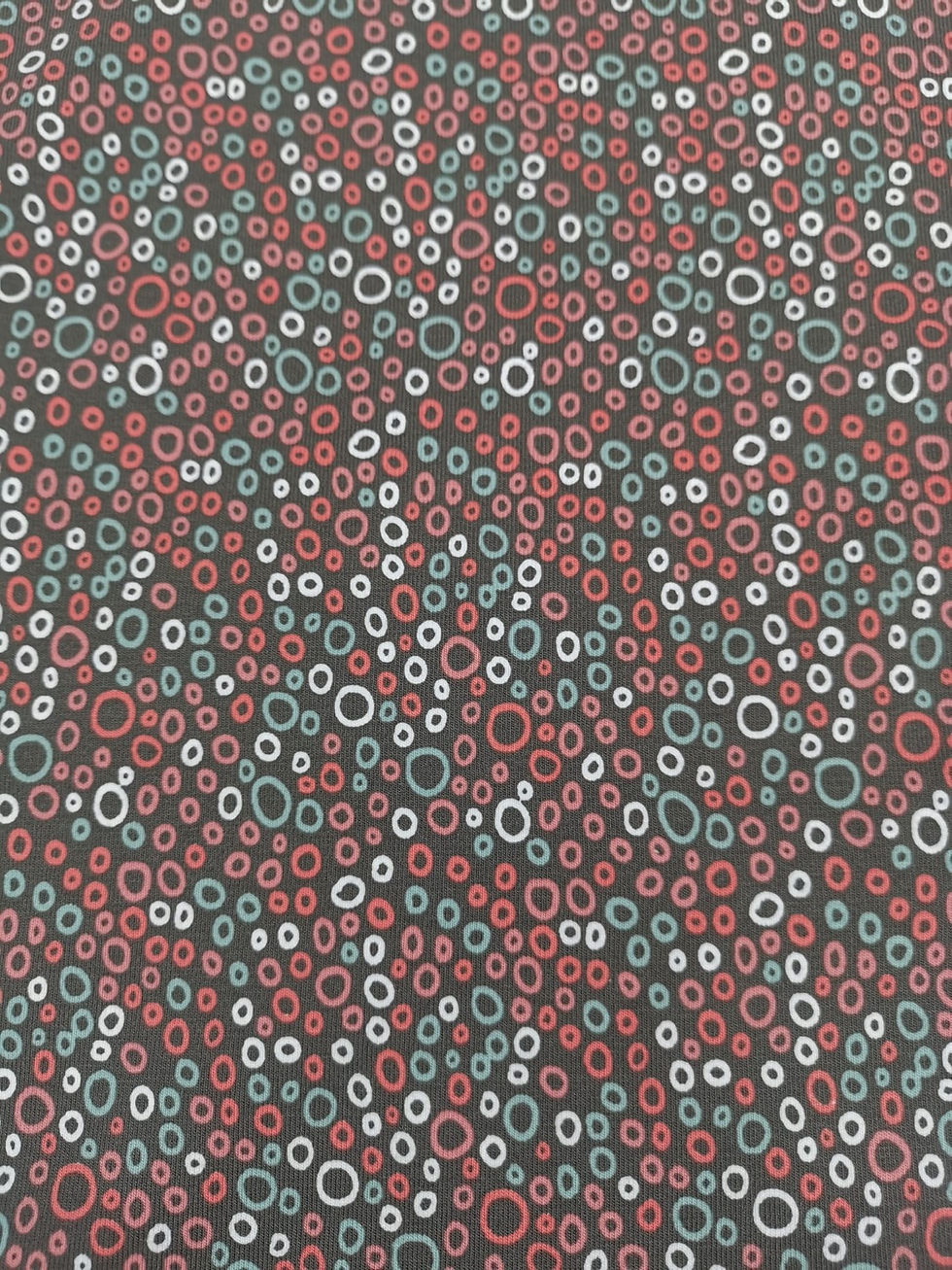 Thumbnail: Cotton Jersey - Circle Print - Pink green and Multi