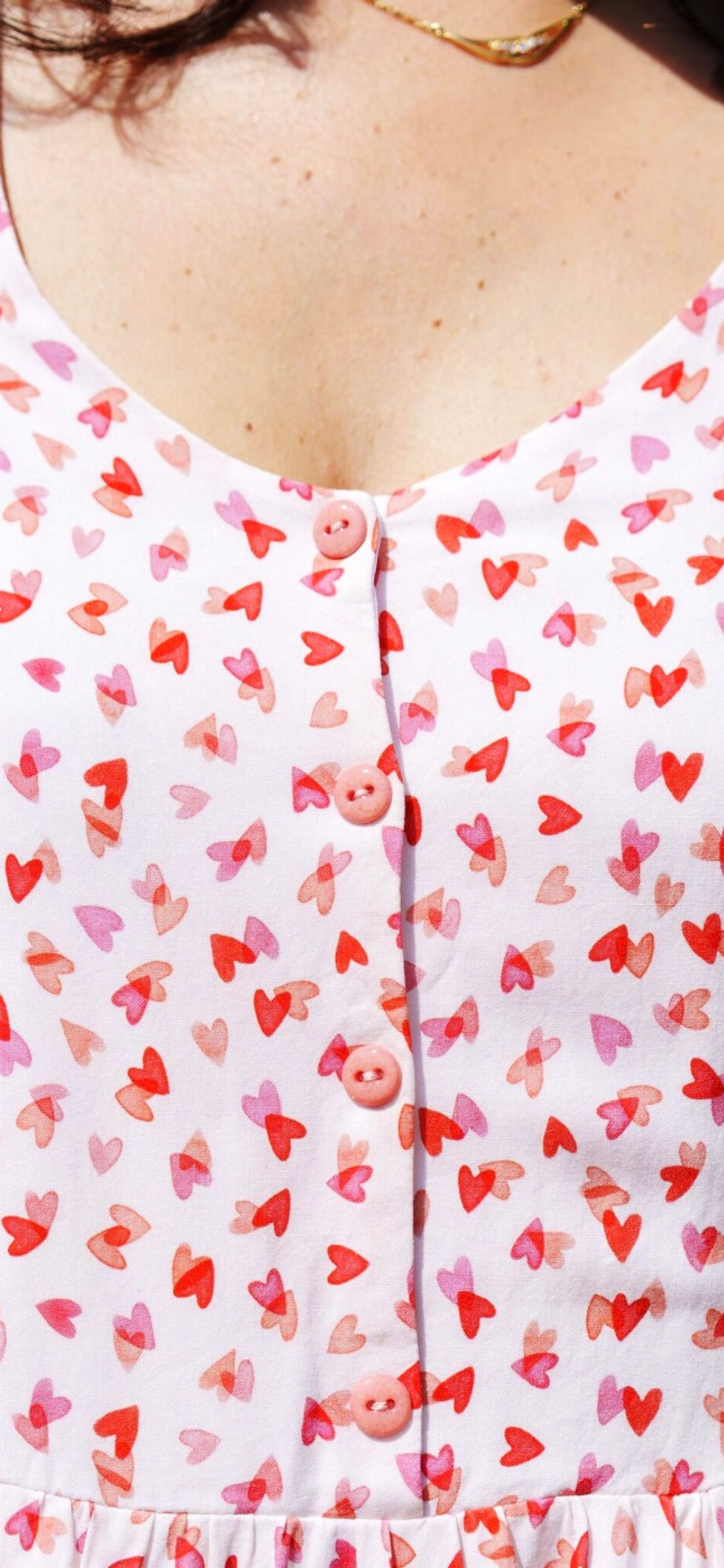 Thumbnail: Viscose Rayon - Lise Tailor - I Love You - Heart Print - White & Multi