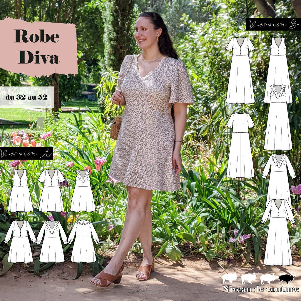 Sewing Pattern - Super Bison - Diva Dress (Sizes 32 - 52)