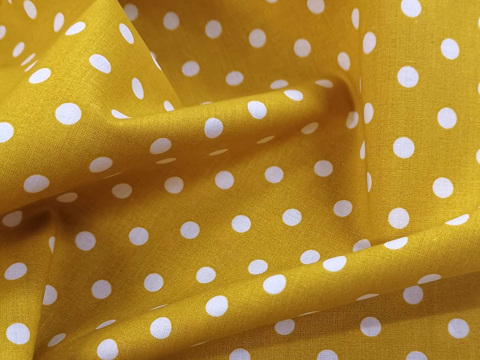 Thumbnail: Cotton Poplin  - Polka Dot Print - Ochre yellow & White