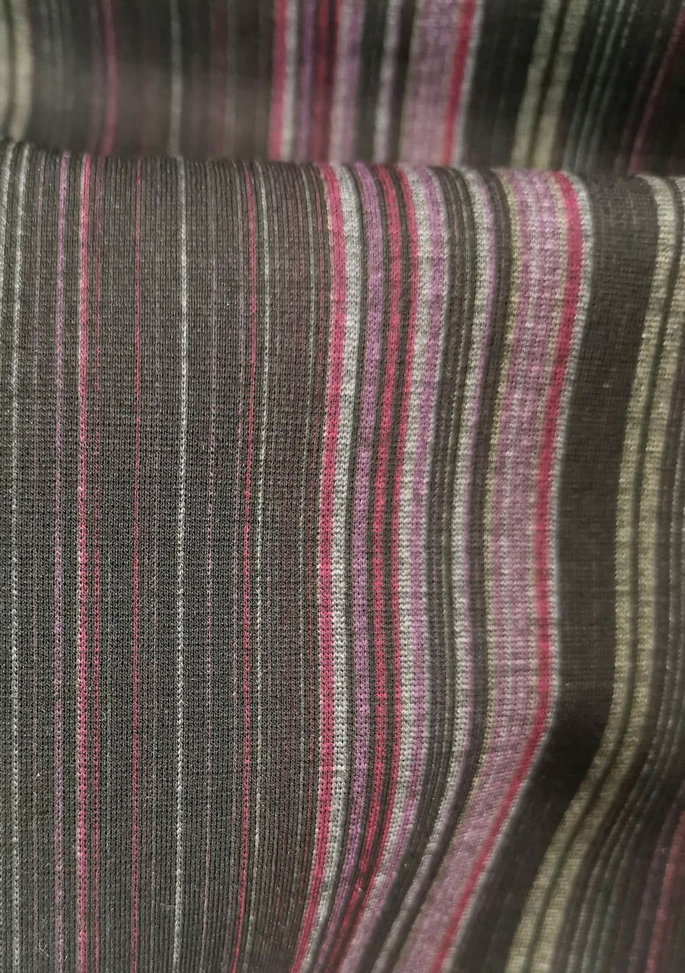 Thumbnail: Stretch Ponte  - Stripe Print - Charcoal And Multi 