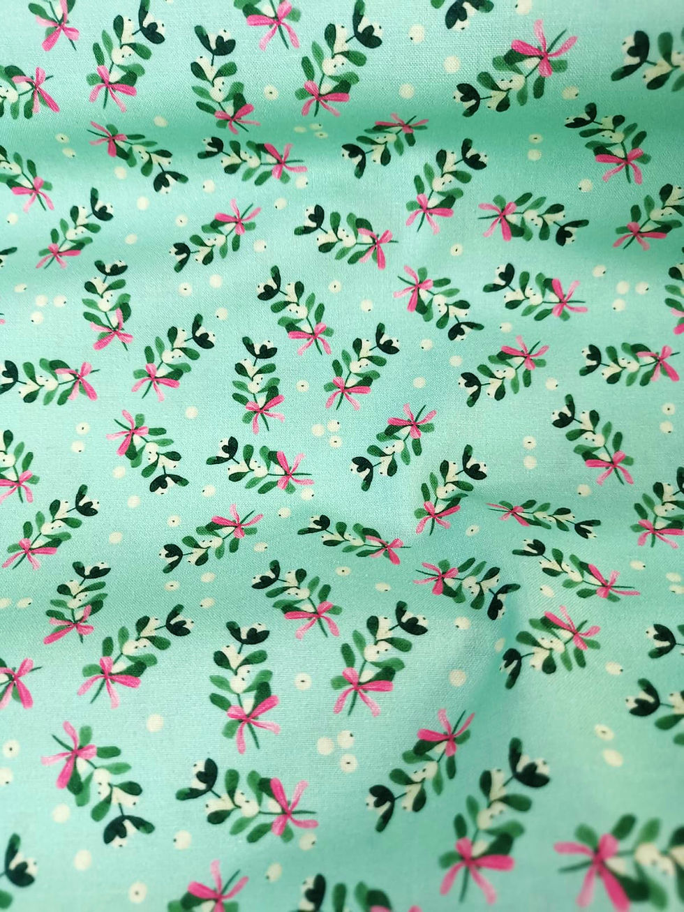 Quilting Cotton - Lewis & Irene - Bluebellgray FaLaLa - Mistletoe Mint Christmas
