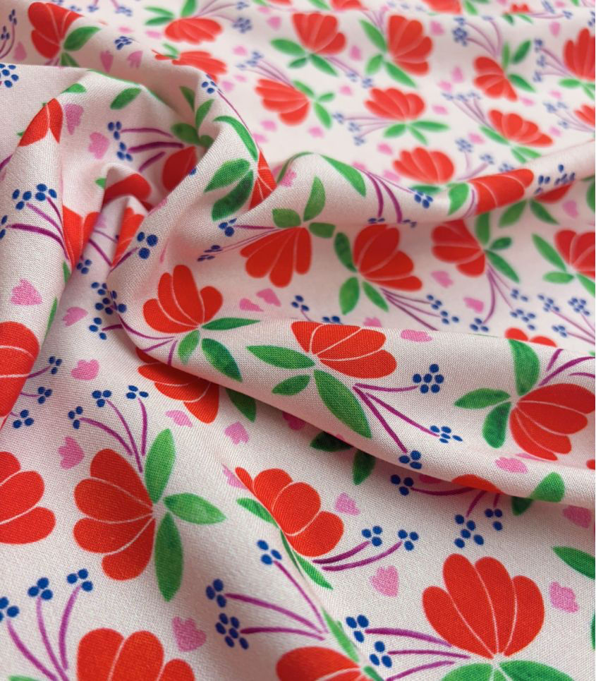 Thumbnail: Woven Viscose - Cousette - Floral Heart Print  