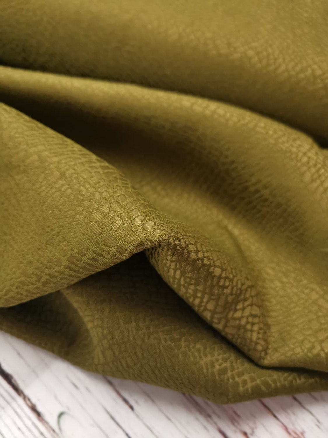 Dress Fabric - Fibre Mood - Self Print Jacquard  - Animal Print - Green