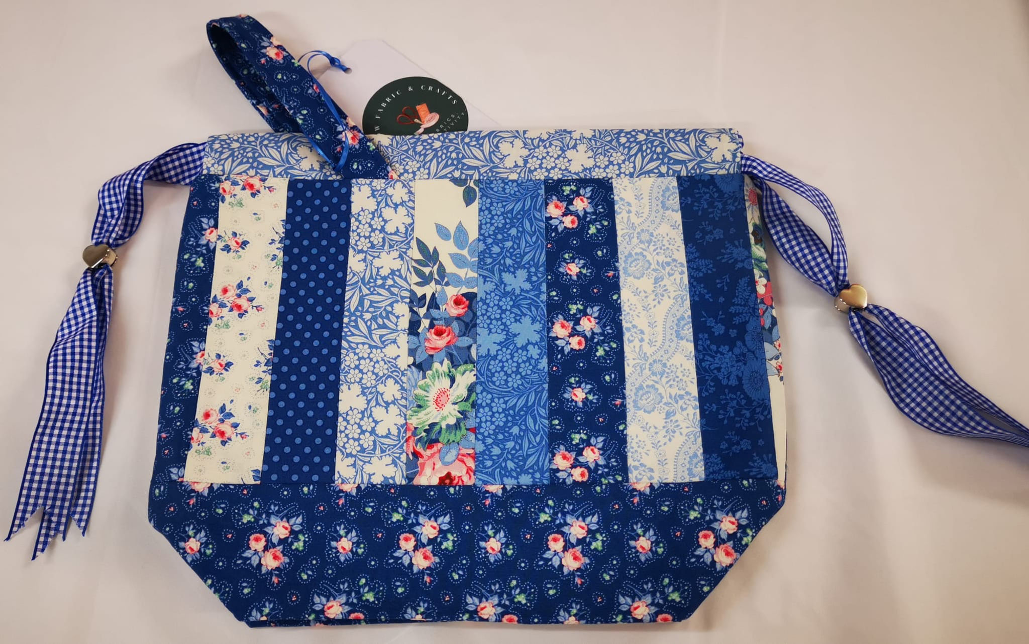 Handmade Project Bag - Cotton - Patchwork Tilda Something Blue - Medium