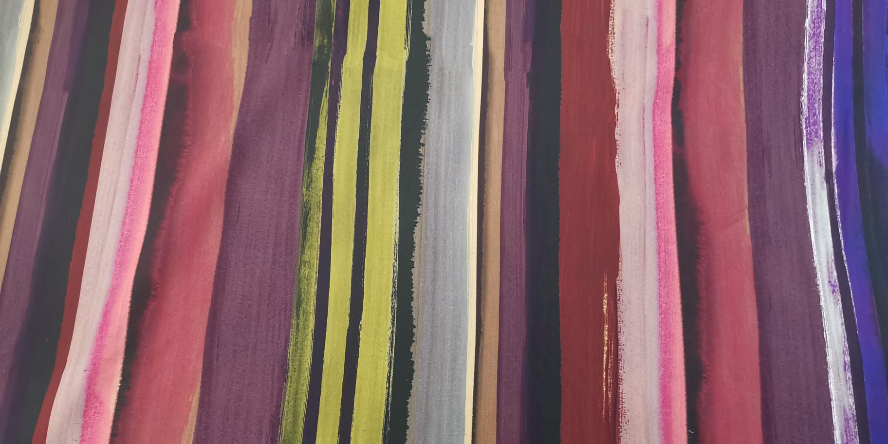 Cotton Viscose - Woven Fabric - Paint Effect Stripe Print - Purple & Multi
